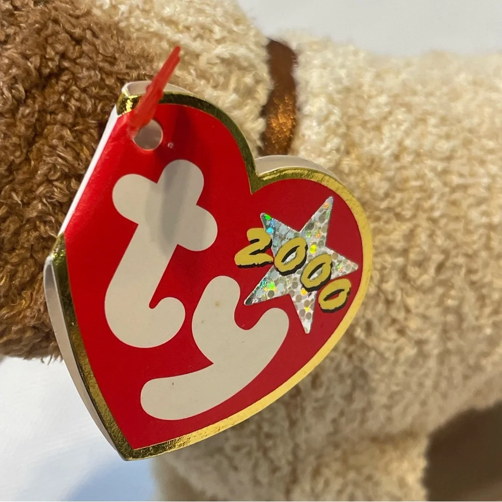 Ty Beanie Baby Dog Rufus. Tan and brown NWT